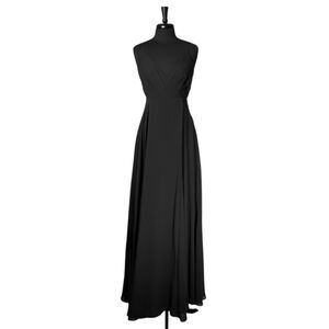 Birdy Grey Womens Maxi Dress S Black Chiffon V Neck Sleeveless Formal Bridal